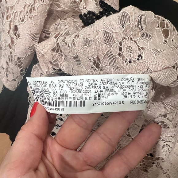 ZARA NEW WOMAN SS19 BEIGE-PINK CONTRAST LACE TOP REF:2157/035 XS - Picture 10 of 10